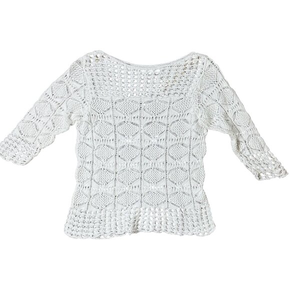 Jeanne Pierre, Solitaire Tops - Jeanne Pierre Size XL Women Top Crochet Knit 100% Cotton Vintage-Inspired